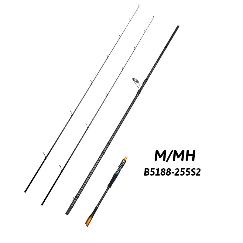BIUTIFU Spinning Casting Fuji Guide 2 Section Carbon Baitcasting Rod 7 To 80g