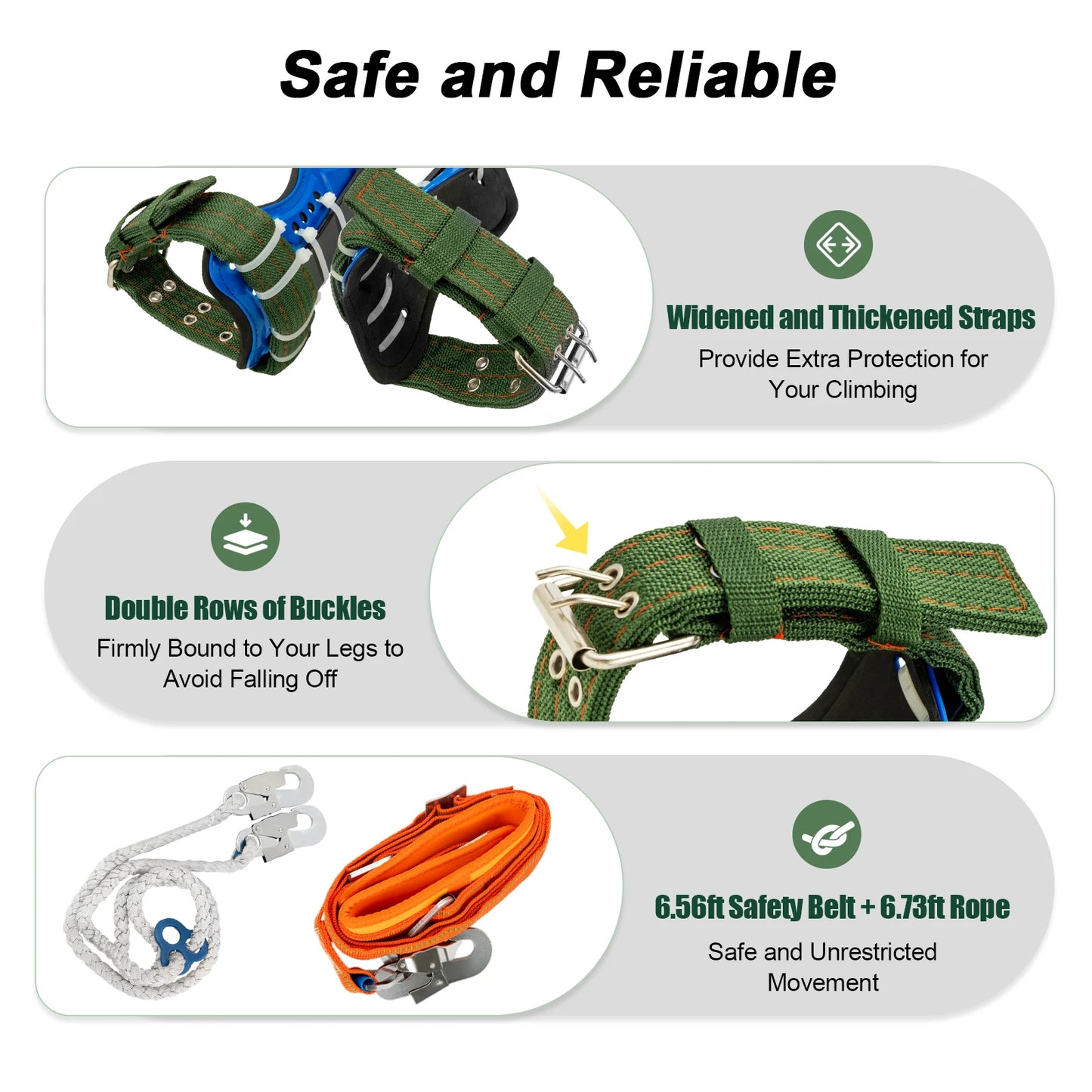 Tree Climbing Spikes Kit With 220lb Safety Belt Harness Arborist