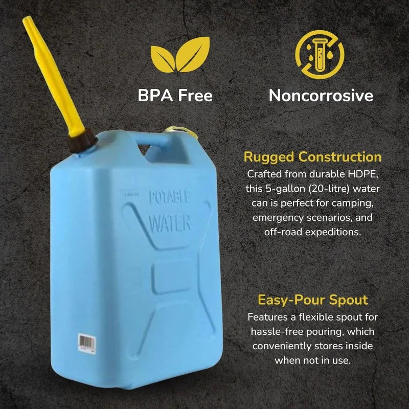 Plastic Water Jug With Reversible Spout For Camping And Emergency