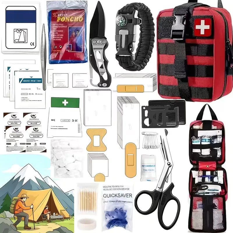 232pcs Multi Tool Backpack Emergency Survival Kit With MOLLE Pouches