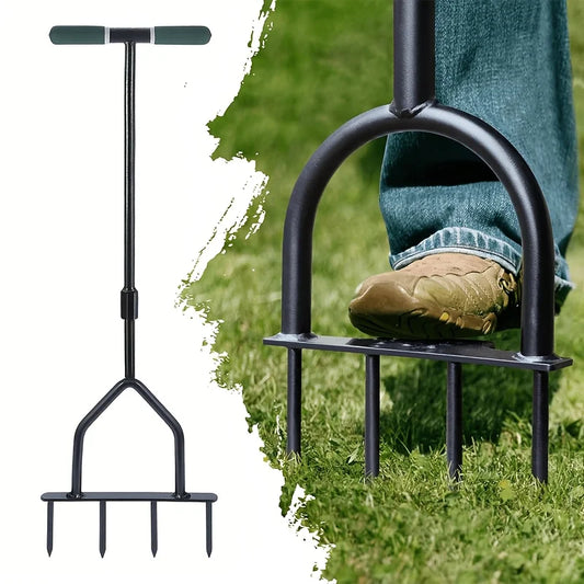 Manual Heavy Duty Lawn Aerator Tool With Twist Tiller