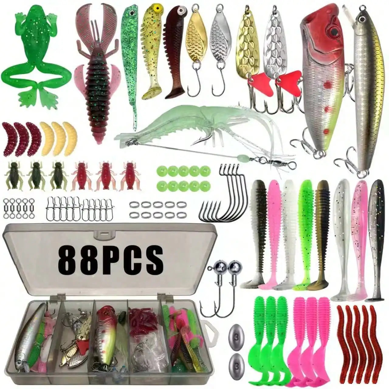 Multi Bait Fishing Tackle Set With Multi Layer Storage Tackle Box All Water