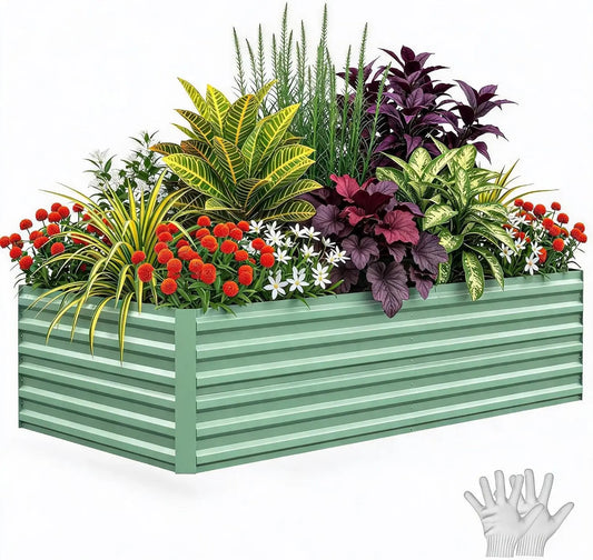HiMISS Galvanized Steel Raised Garden Bed Planter Box For Outdoor Plants