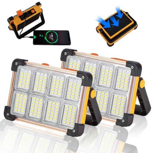 2 Pack Solar Rechargeable Work Light 144 LED 10000LM IP66