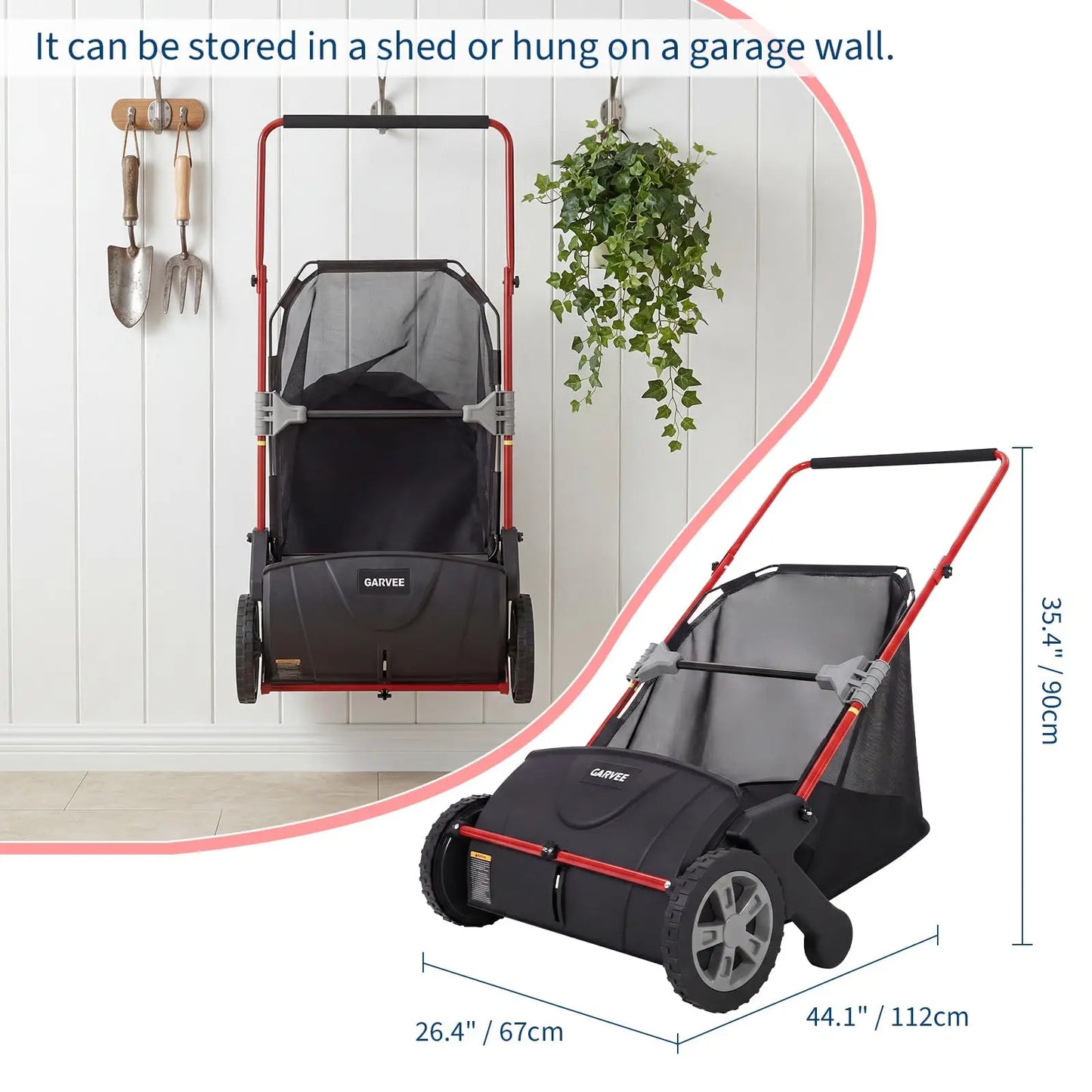 HiMISS Push Lawn Sweeper With Large Hopper And Four Brushes