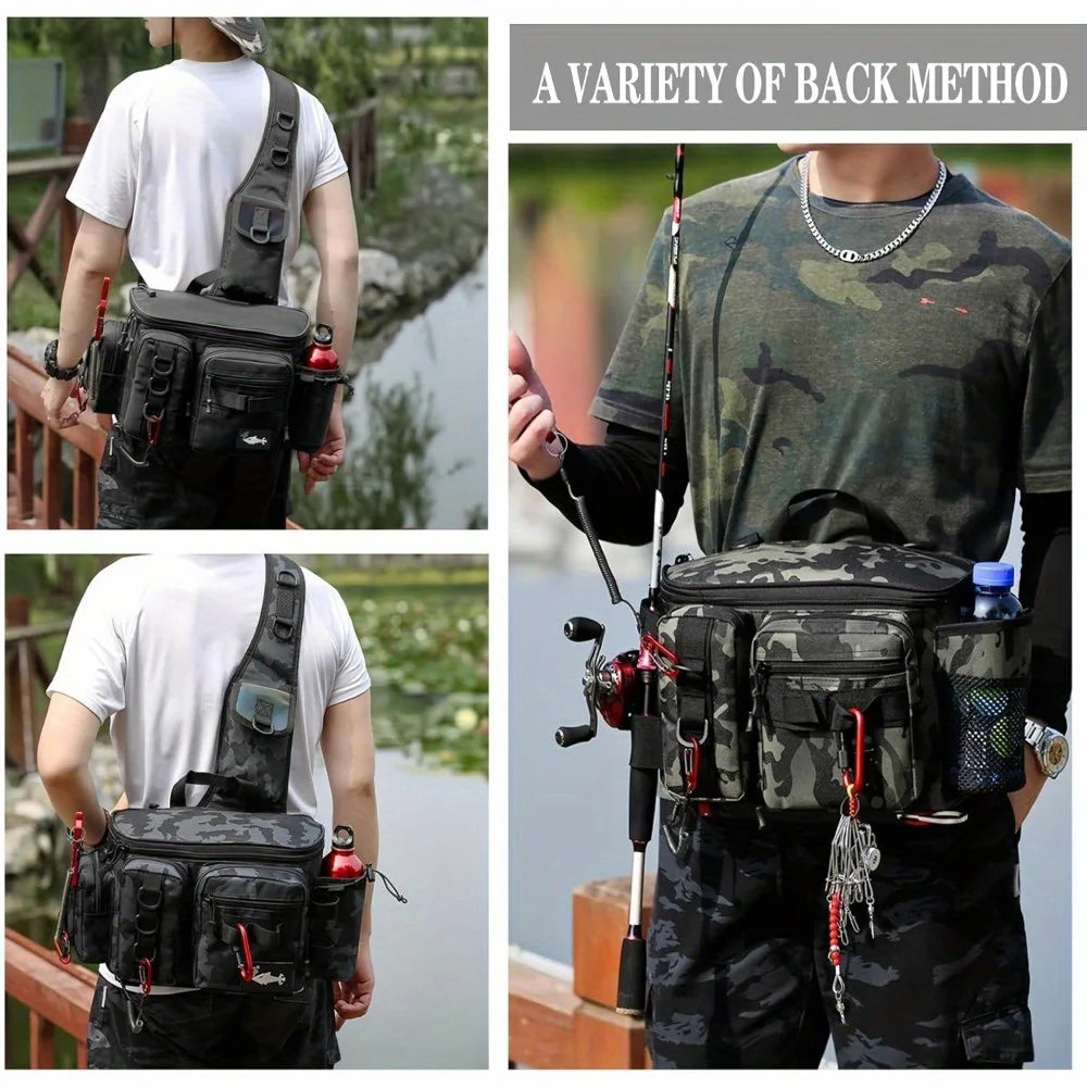 Fishing Tackle Backpack Fishing Waist Bag  Fishing Tackle Shoulder Bag, Ideal for Fishing, Camping, Hiking and More