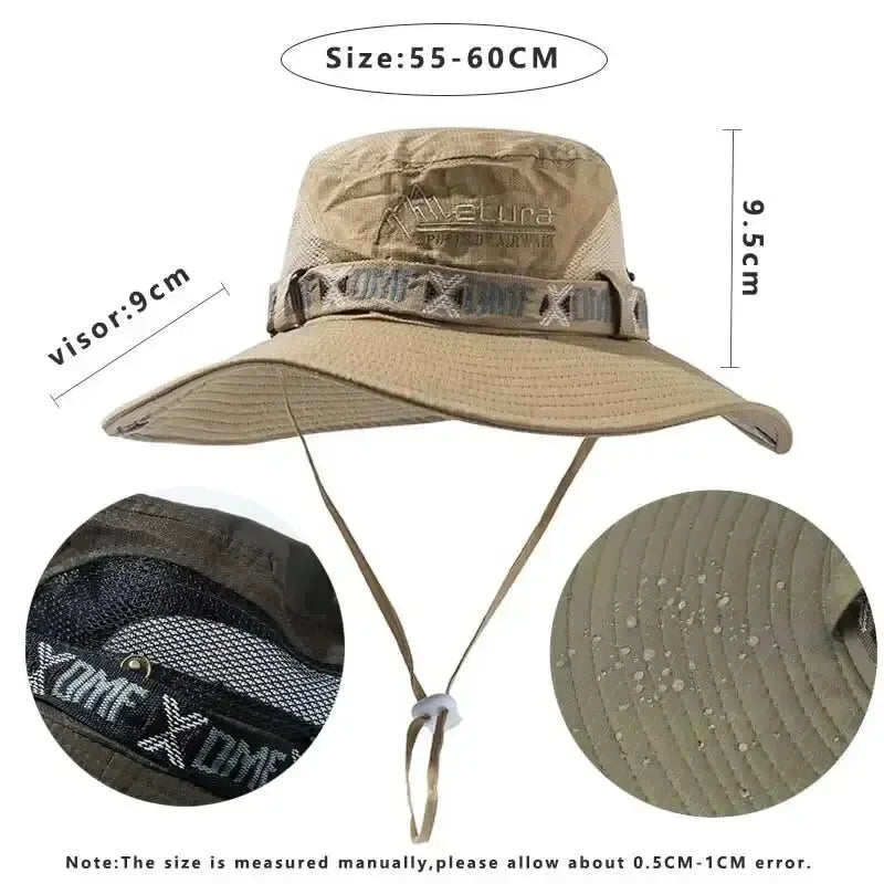 Men UV Protection Nylon Bucket Hat For Hiking And Beach