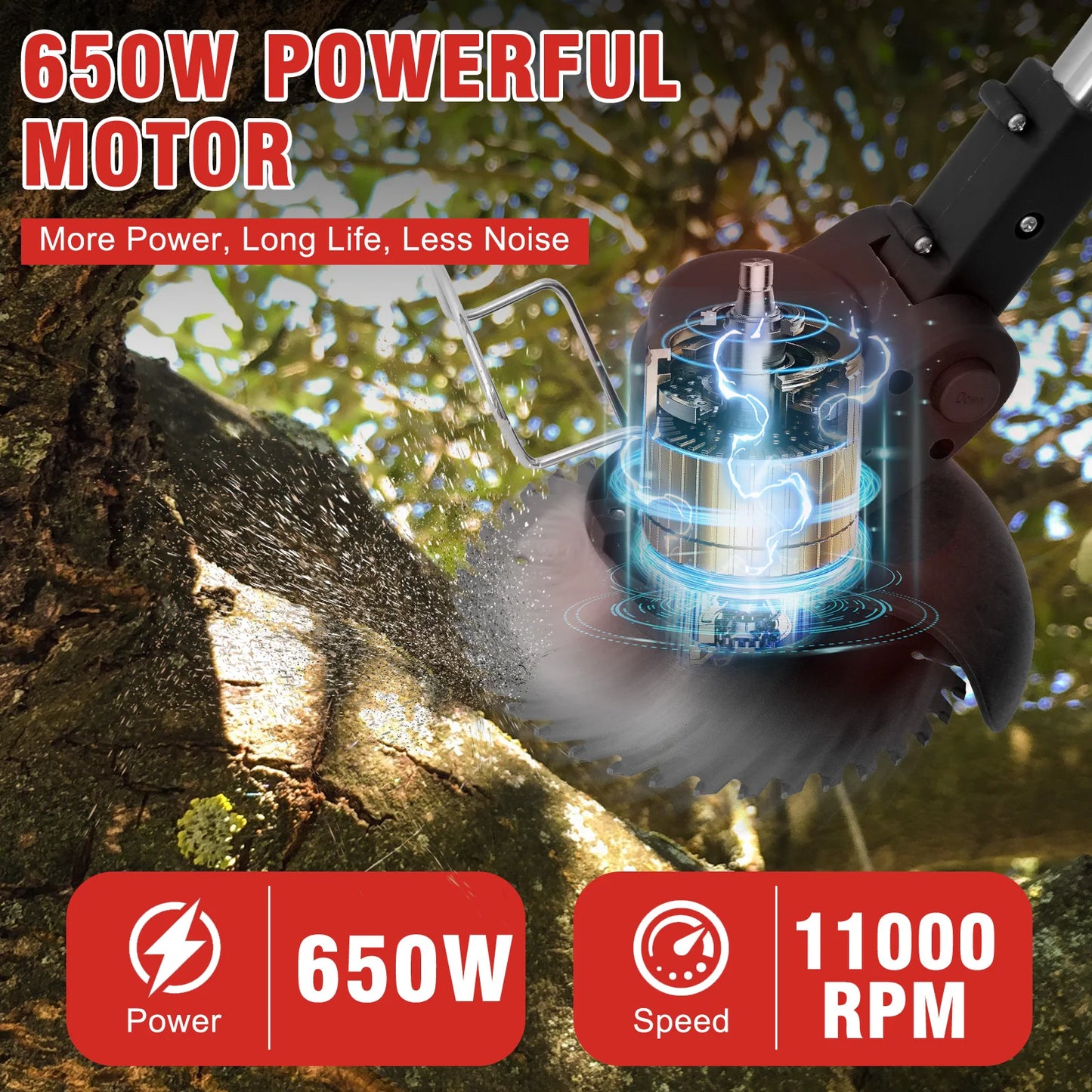 Cordless 21V Grass Trimmer Edger Mower 3-In-1 Tool