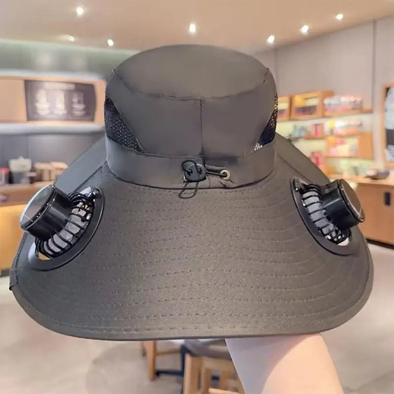 Solar Powered Fan Quick Dry Bucket Hat USB Charging For Men Outdoor