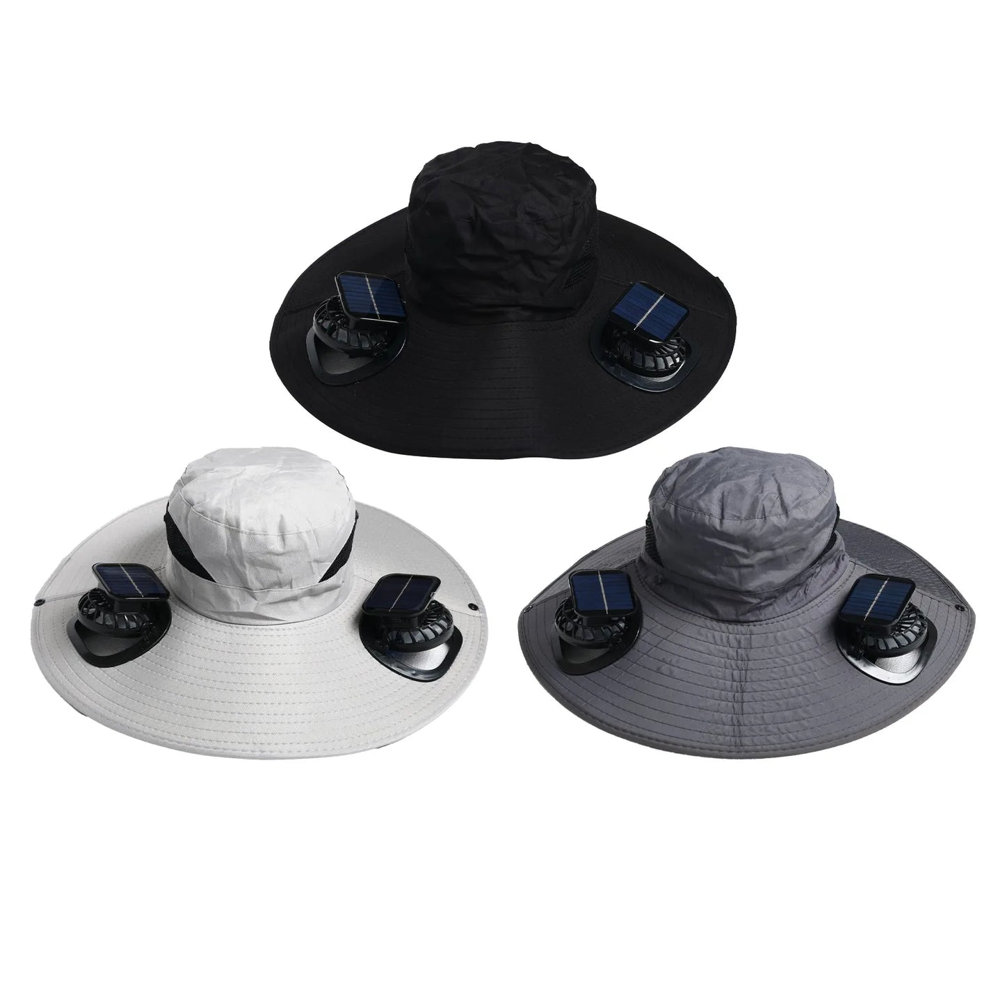 Unisex Outdoor Wide Brim Double Fan Hat With Solar USB