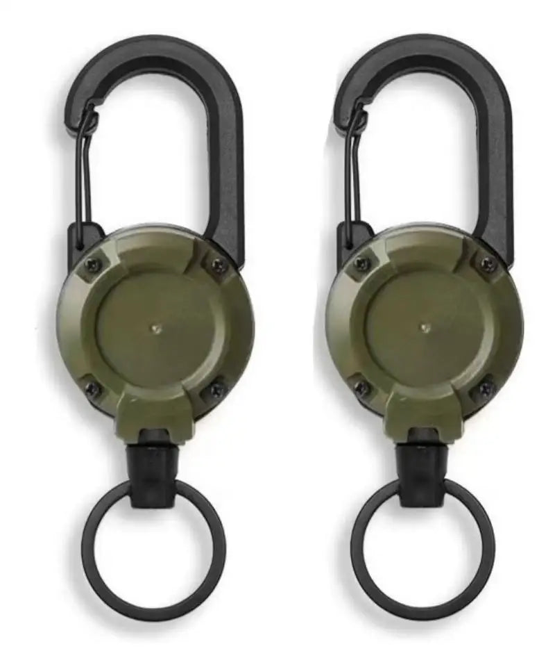 Retractable Heavy Duty Carabiner With Steel Wire Rope Buckle Keyring