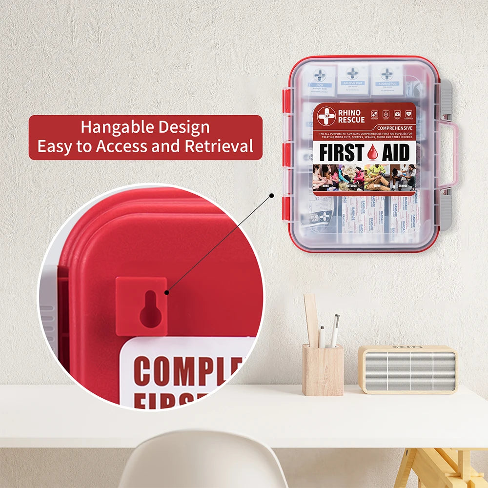 Rhino Rescue 350-Piece All-Purpose First Aid Kit for Home Office