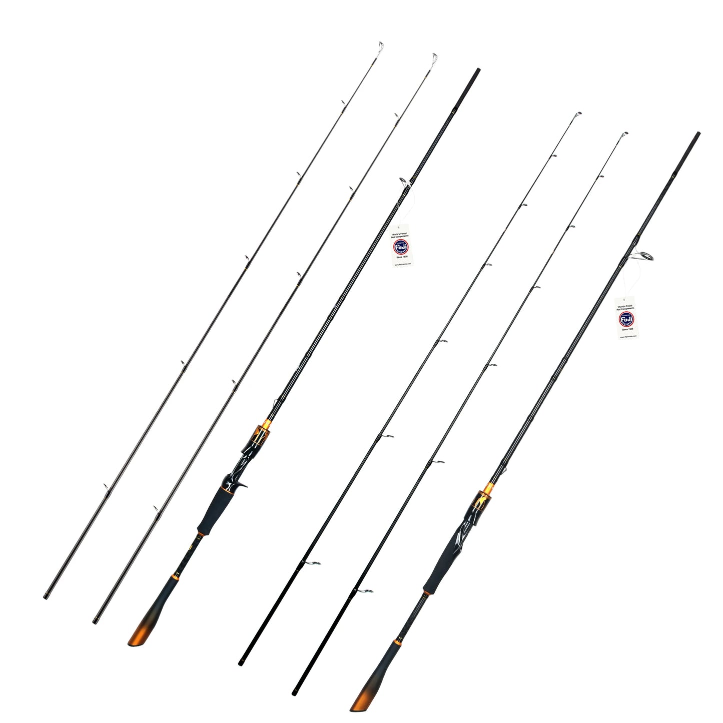 BIUTIFU Spinning Casting Fuji Guide 2 Section Carbon Baitcasting Rod 7 To 80g