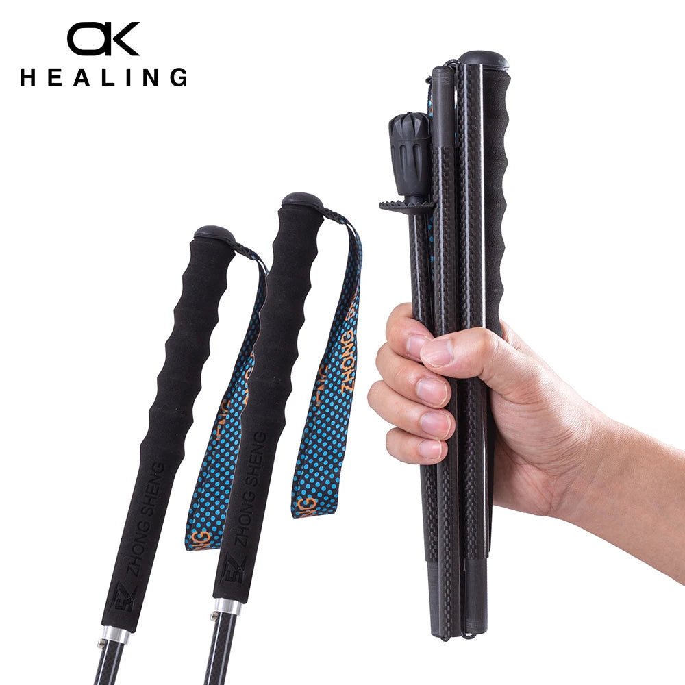 OKHEALING T800 Carbon Fiber Collapsible Trekking Poles