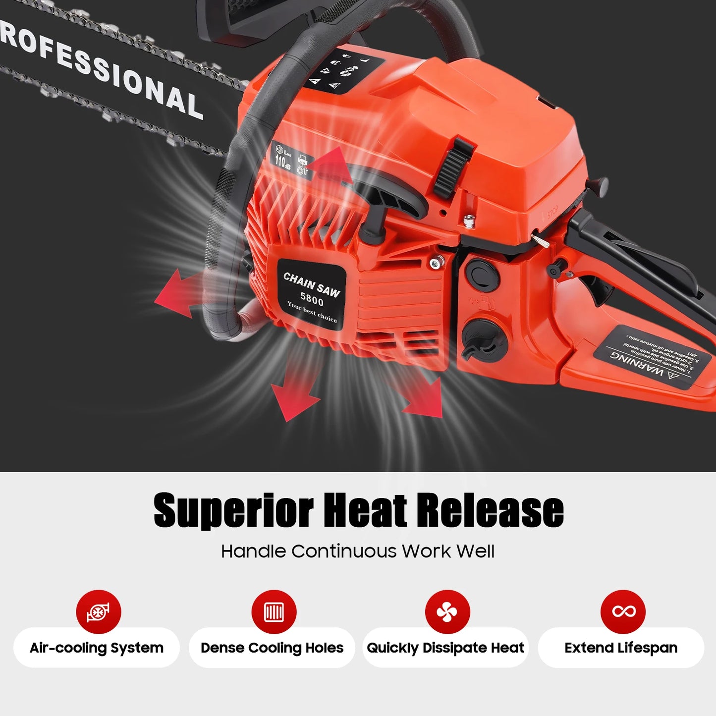 Gas Chainsaw Two Stroke High Performance For Wood Cutting And Pruning