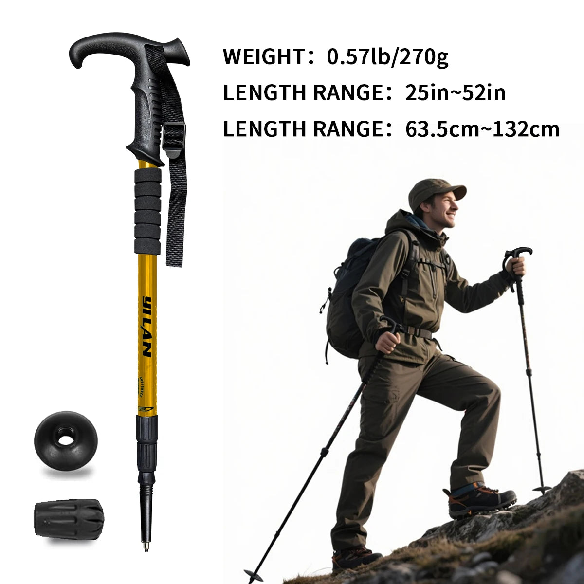 Ultralight Aluminum Hiking Poles With Shock Absorption And Quick Lock