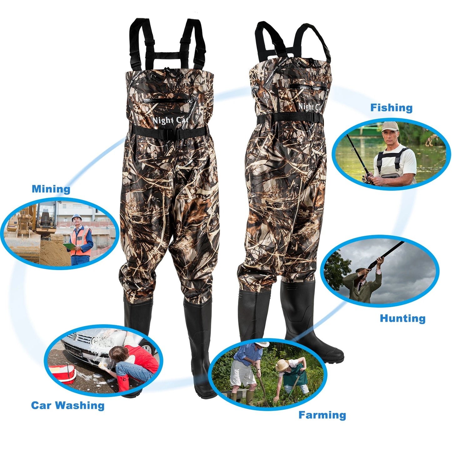 Nylon PVC Chest Waders for Men Waterproof Fishing Gear