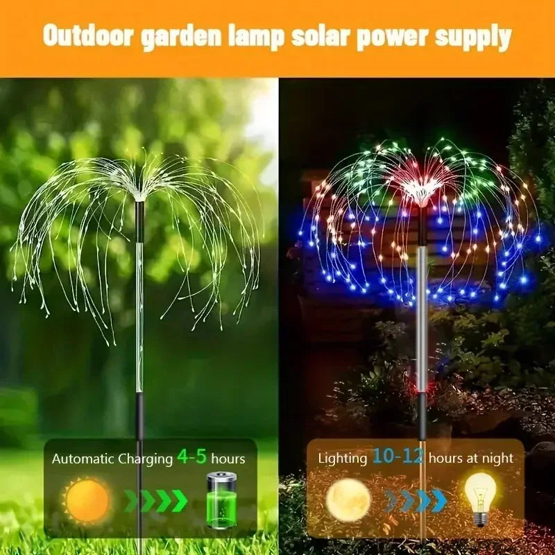 Solar Firework LED Lights 60 LED Outdoor Garden Pathway Waterproof 8 Modes