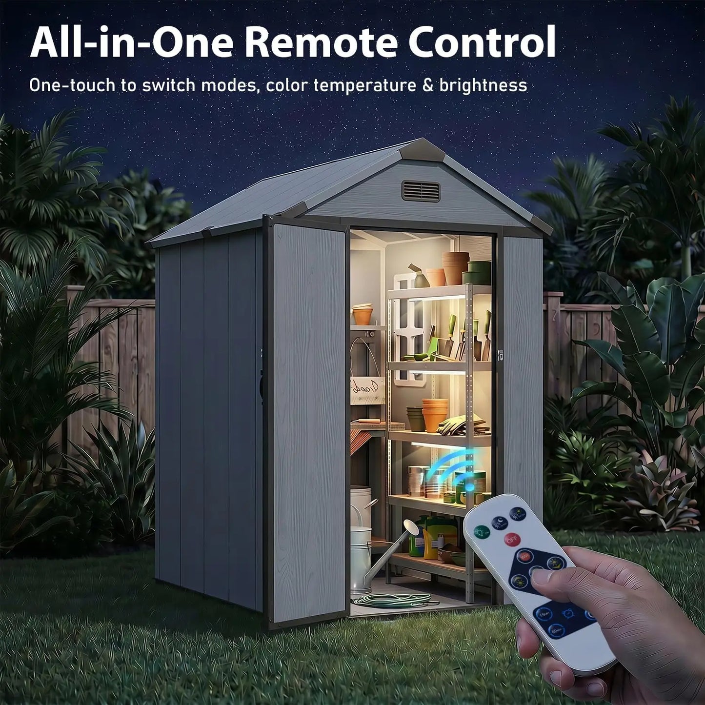 4x6ft Heavy Duty Resin Storage Shed, All Weather Plastic, Reinforced Floor & Magnetic Suction, Custom