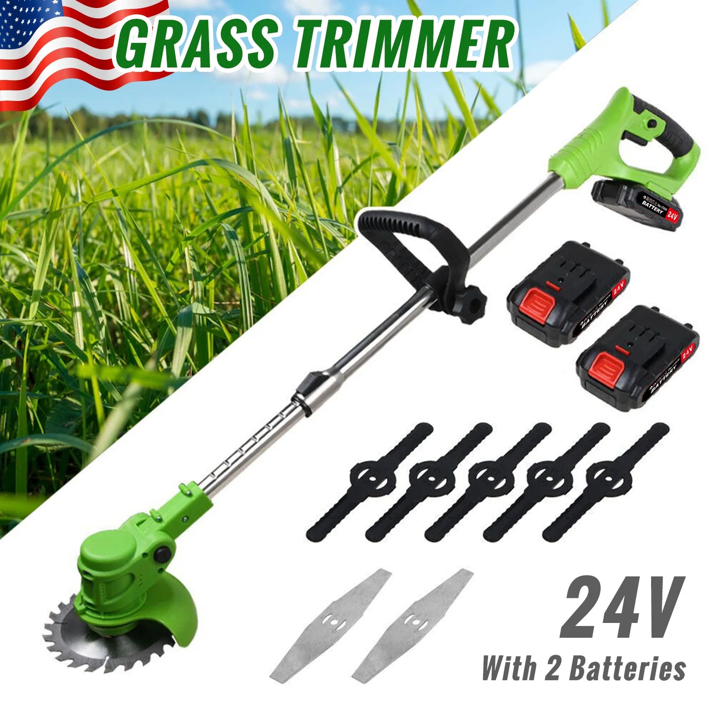 Electric Cordless Weed Trimmer 2 In 1 String Grass Cutter For Yard