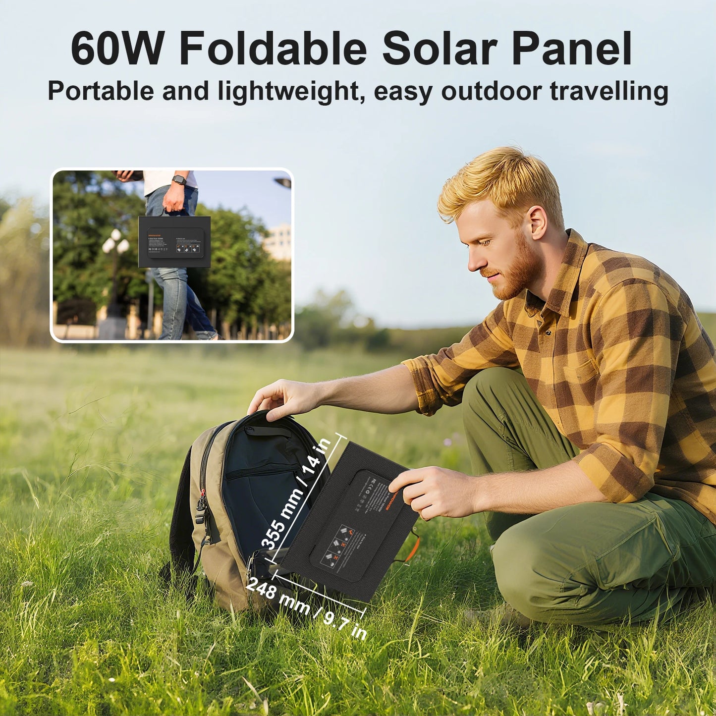 MHPOWOS Solar Battery Charger for Powerbank USB C Foldable Panel