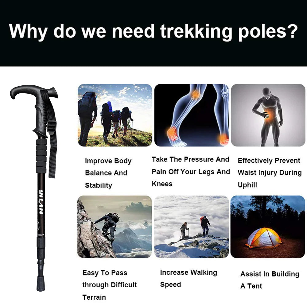 Ultralight Aluminum Hiking Poles With Shock Absorption And Quick Lock