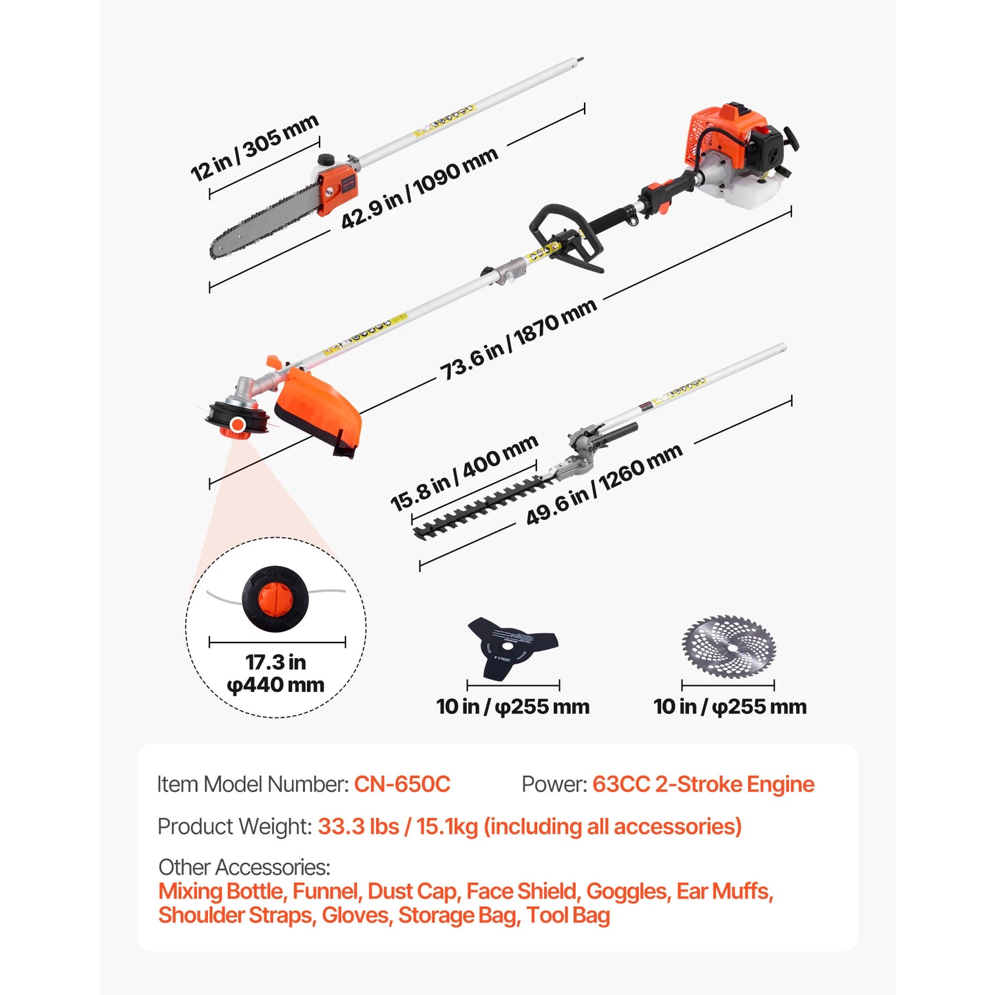 SucceBuy Gas Hedge Trimmer 2 Cycle Handheld Weed Eater Set