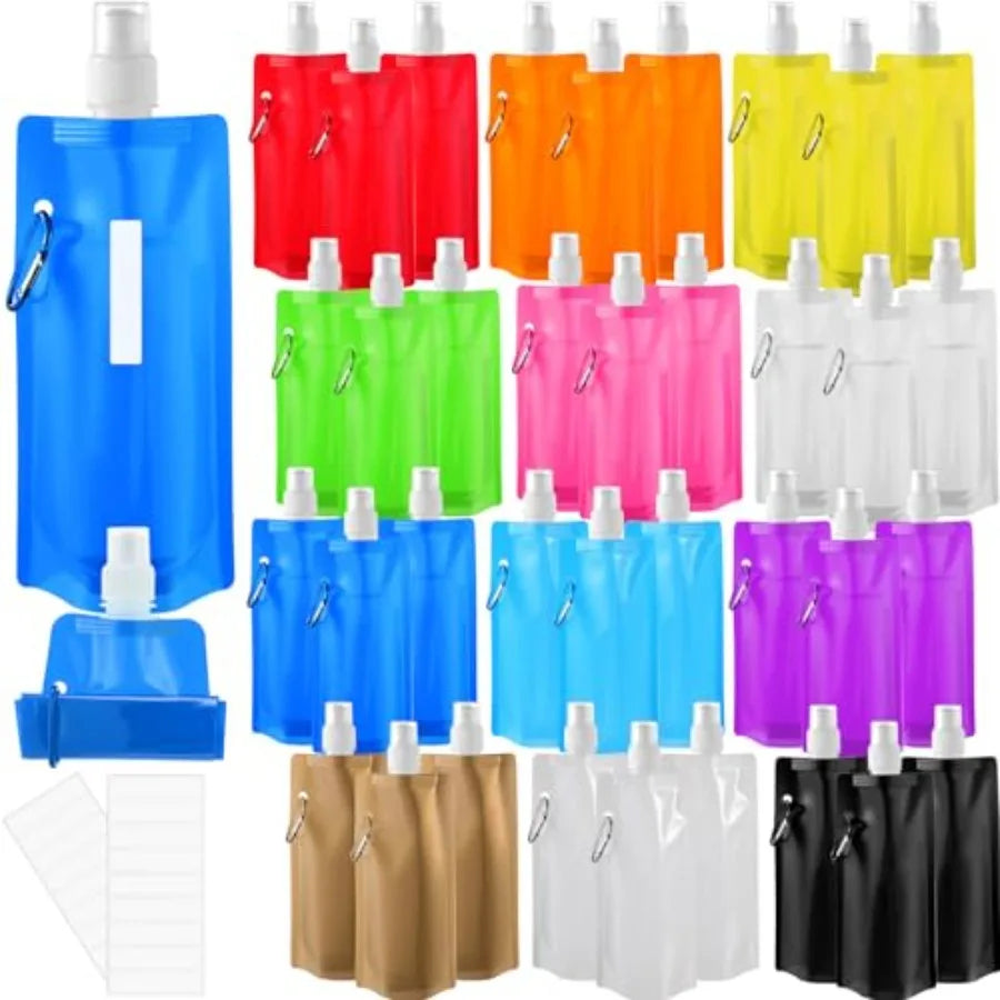 3 Pack Collapsible Water Bottles With Carabiner Leak Proof Reusable