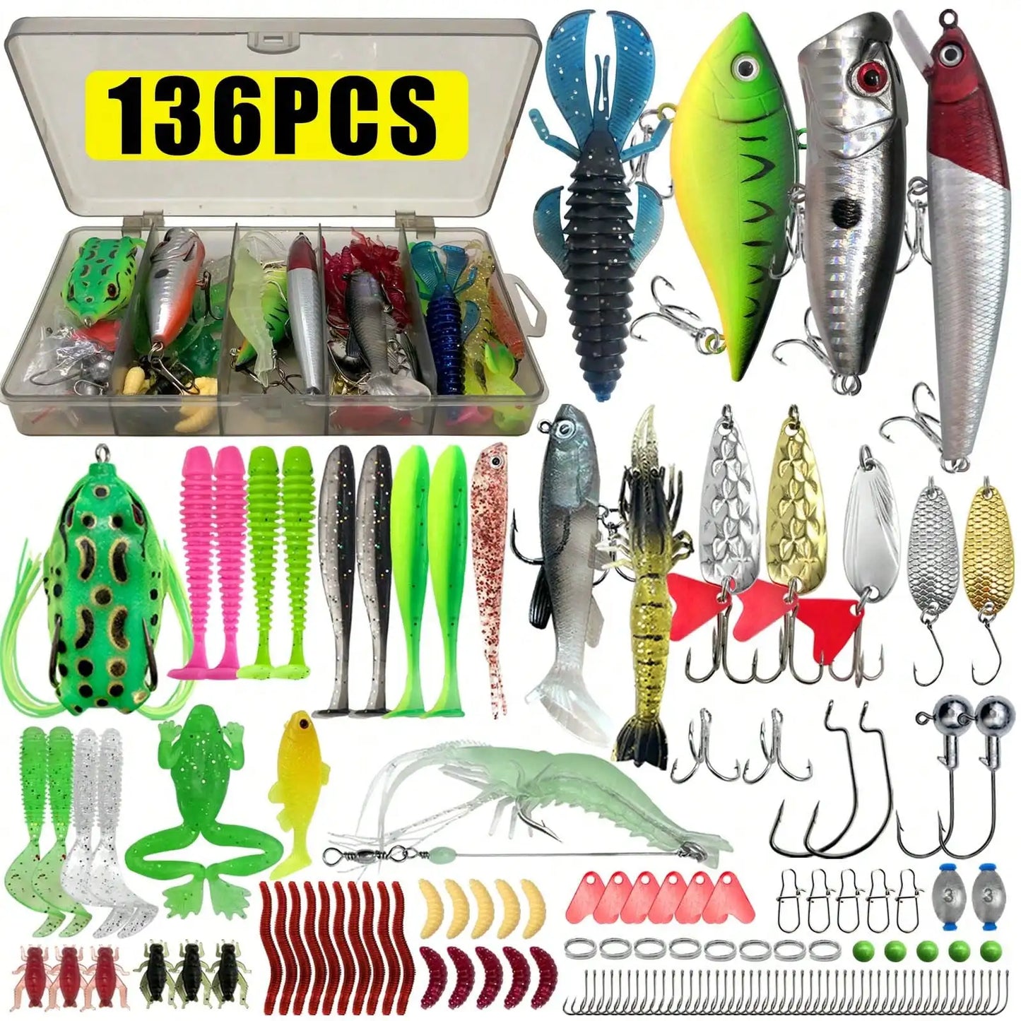 Multi Size Mixed Fishing Lure Set With Tackle Box Kit
