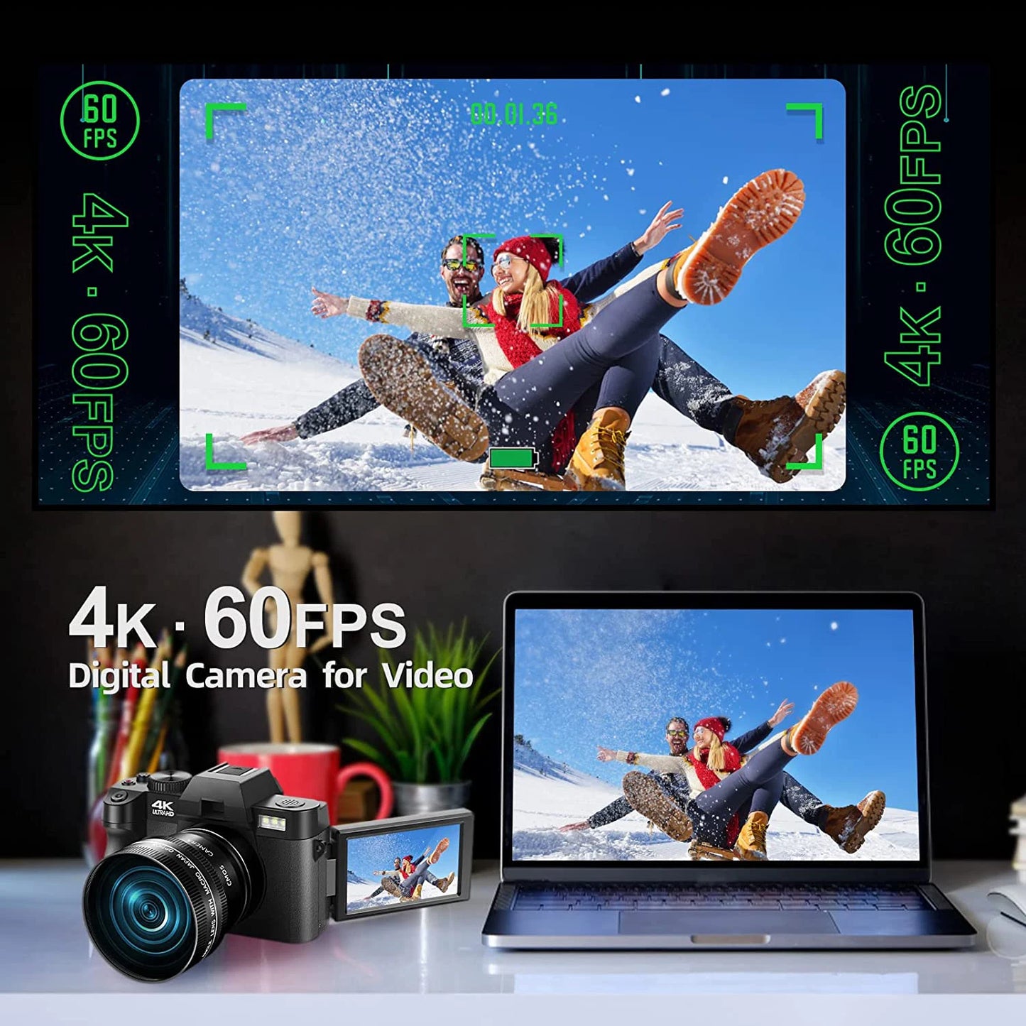 NBD Macro 4K Digital Camera With Flip Screen And 16X Zoom