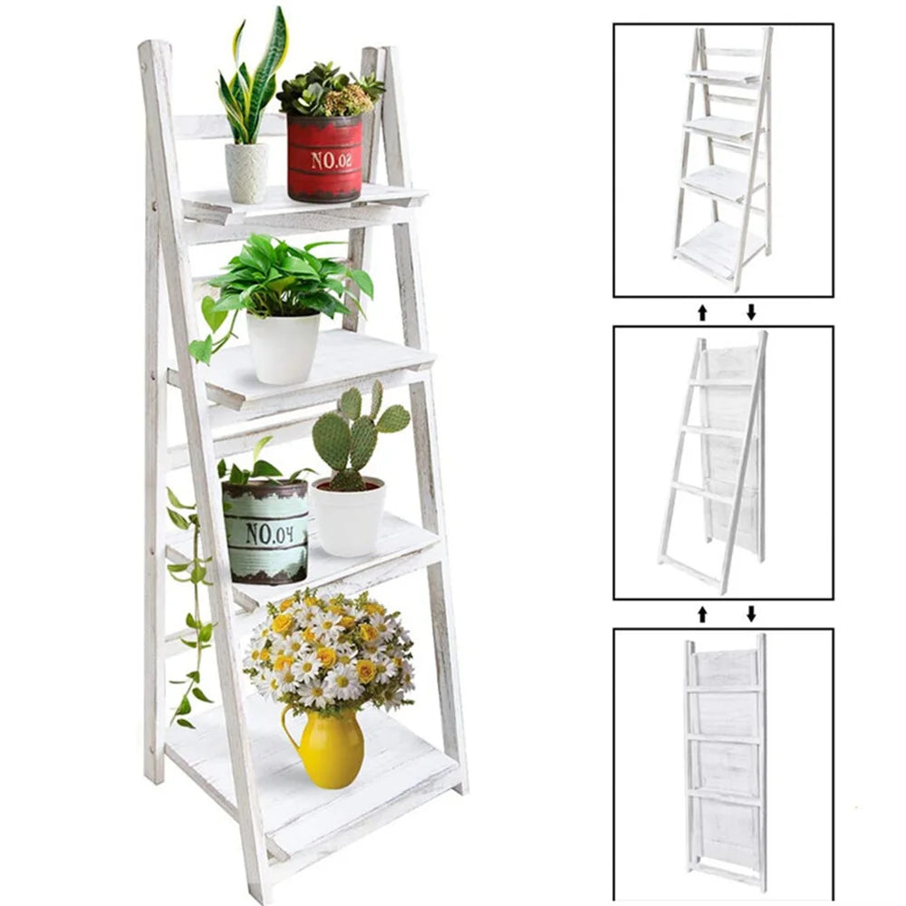 4 Tier Plant Stand Stand For Flowers Wooden Storage Shelf Flower Shelf Planter Rack Indoor Display Stand Multiple Flower Pot
