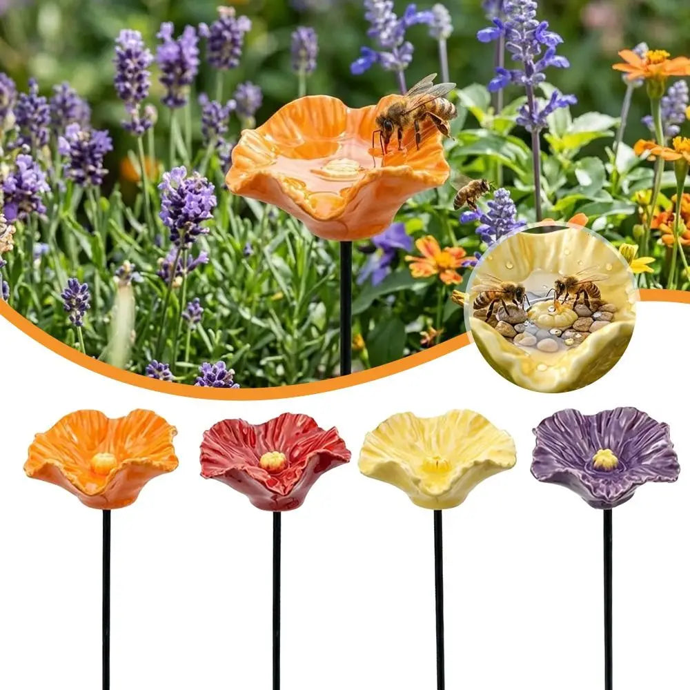 Resin Bee Water Feeder Drinking Fountain Holder Watering Station