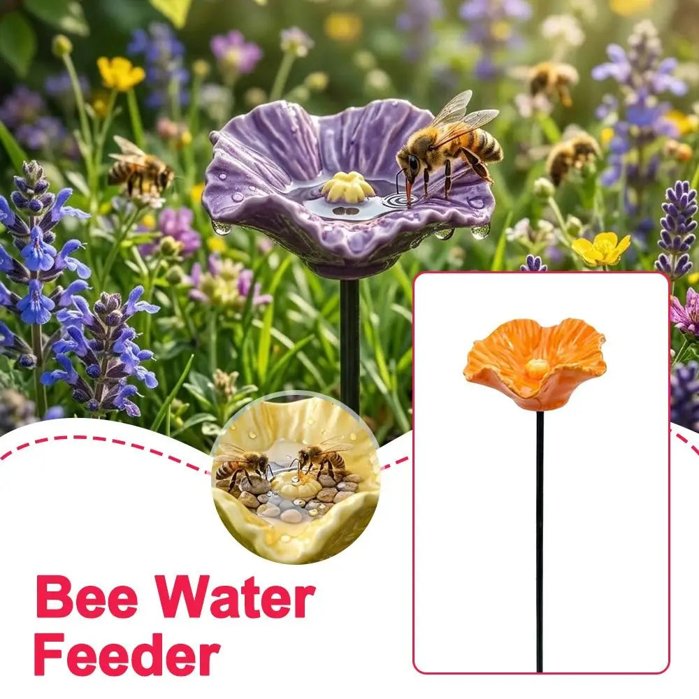 Resin Bee Water Feeder Drinking Fountain Holder Watering Station