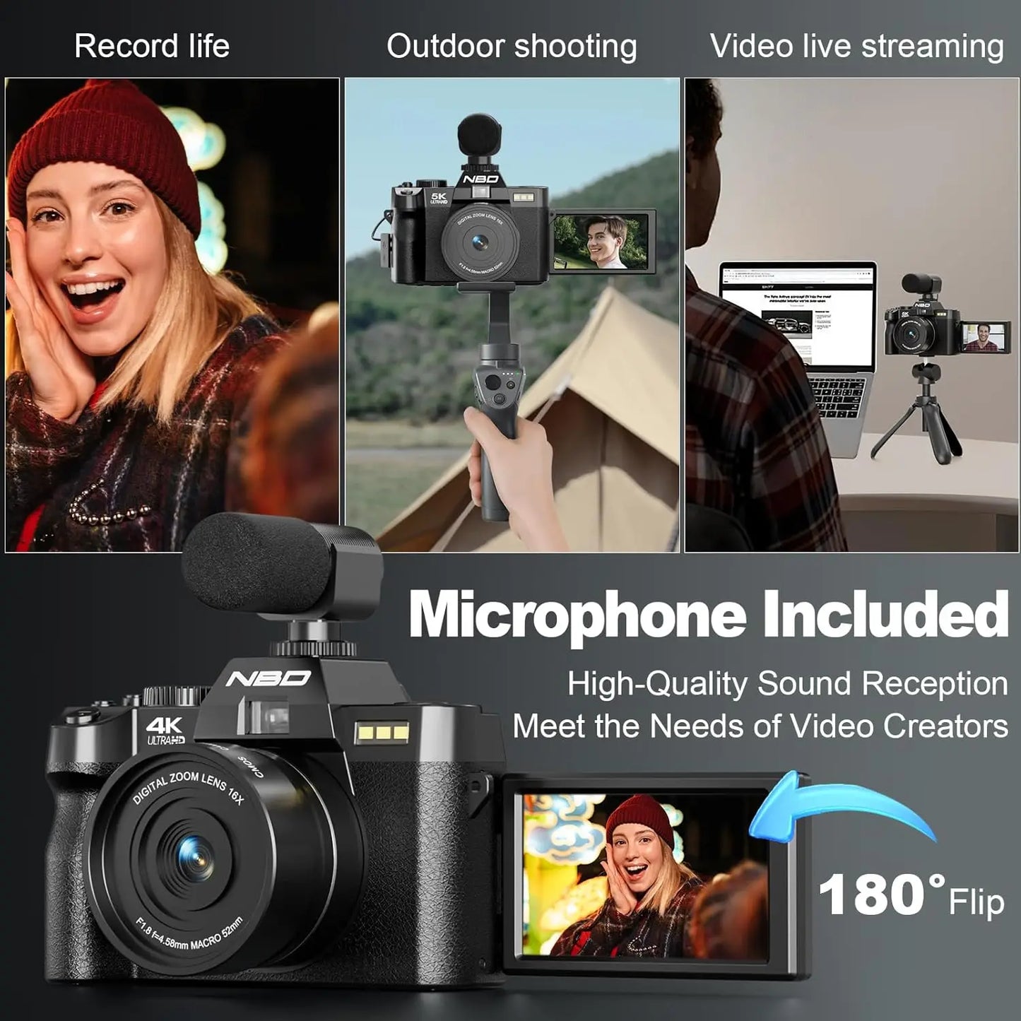 NBD 4K Digital Camera 48MP With 16X Zoom For Photography