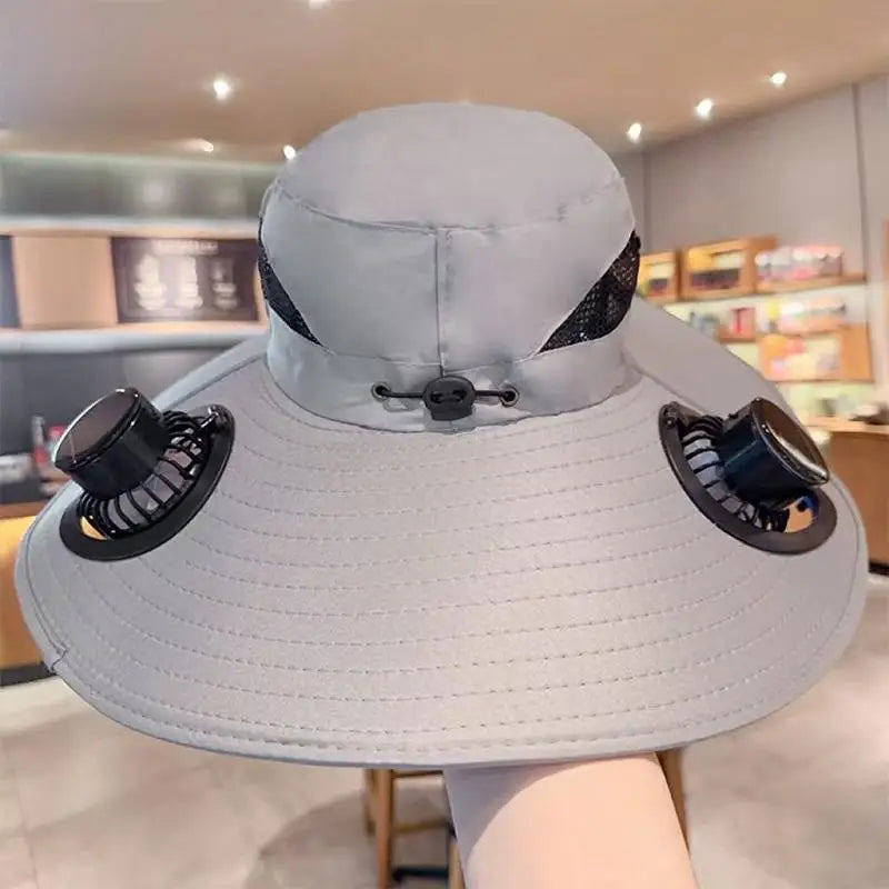 Solar Powered Fan Quick Dry Bucket Hat USB Charging For Men Outdoor