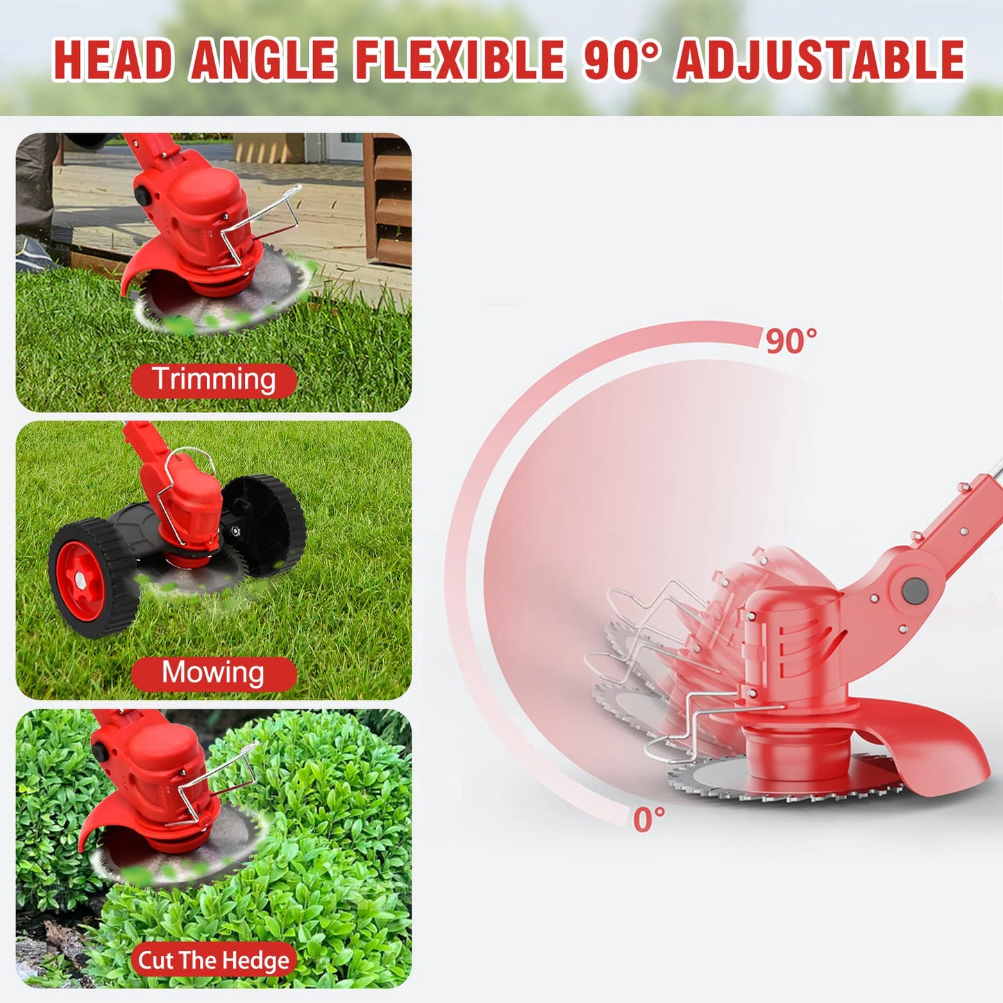 Cordless 21V Weed Wacker Grass Trimmer 3 In 1 Edger Mower