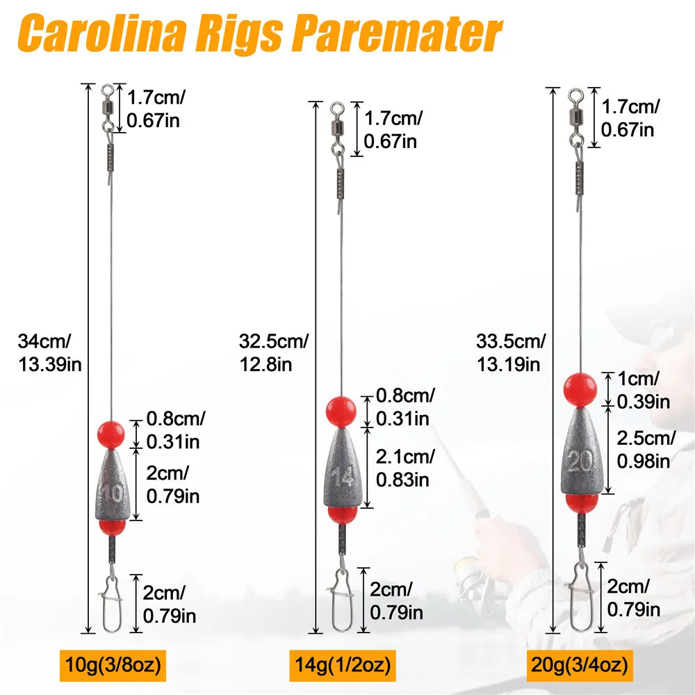 Texas Rig Fishing Weights Set Pre Tied Leaders 5 Pcs Carolina Rig