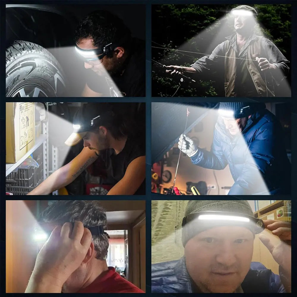 VASTFIRE USB Rechargeable Headlamp 1000mAh Motion Sensor for Camping