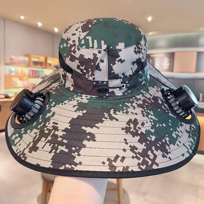 Solar Powered Fan Quick Dry Bucket Hat USB Charging For Men Outdoor