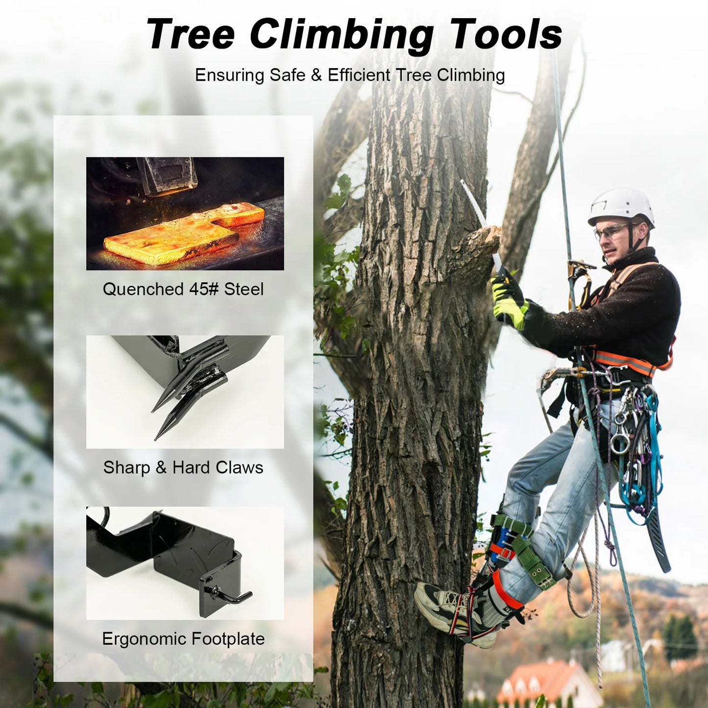 Tree Climbing Spikes Kit With 220lb Safety Belt Harness Arborist
