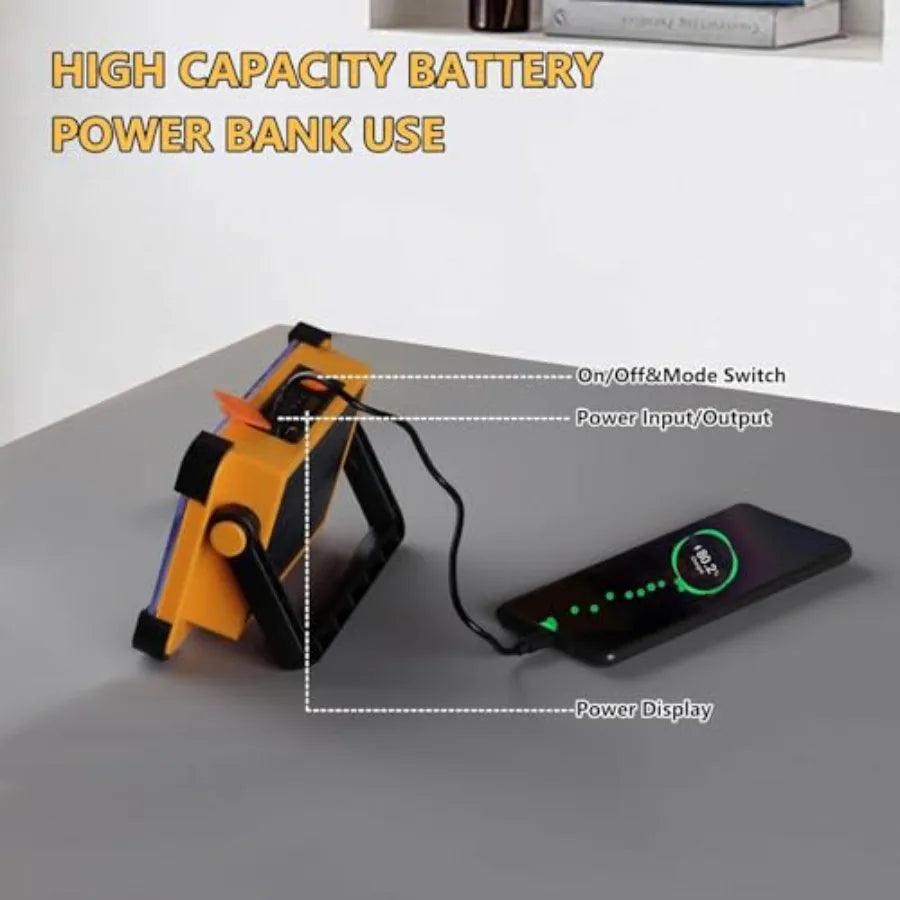 2 Pack Solar Rechargeable Work Light 144 LED 10000LM IP66
