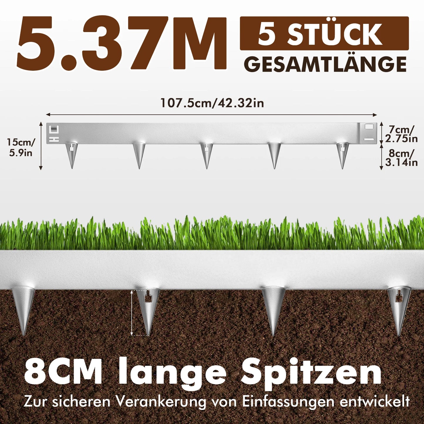 Garden Edging Steel Lawn Border No Dig Bendable Pathway Edger
