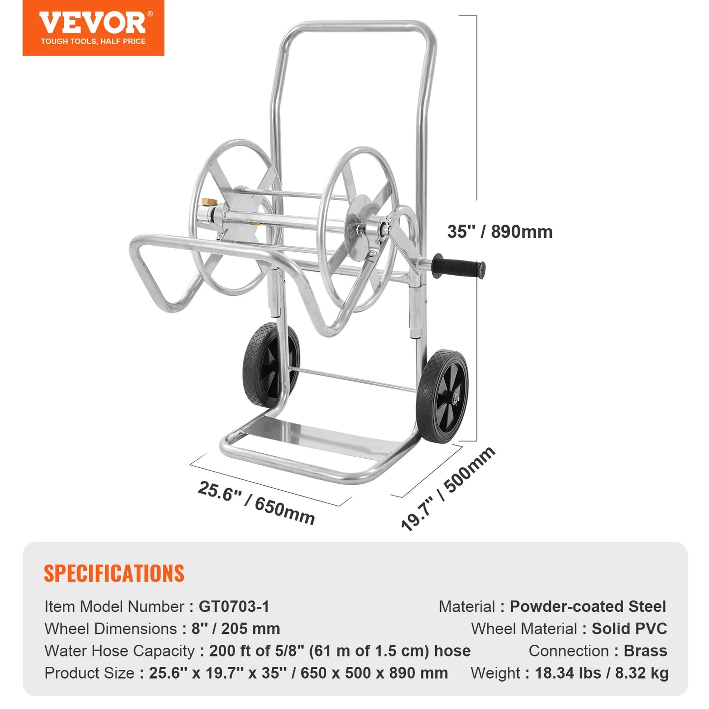 SucceBuy Hose Reel Cart Heavy Duty Steel Garden Hose With Basket