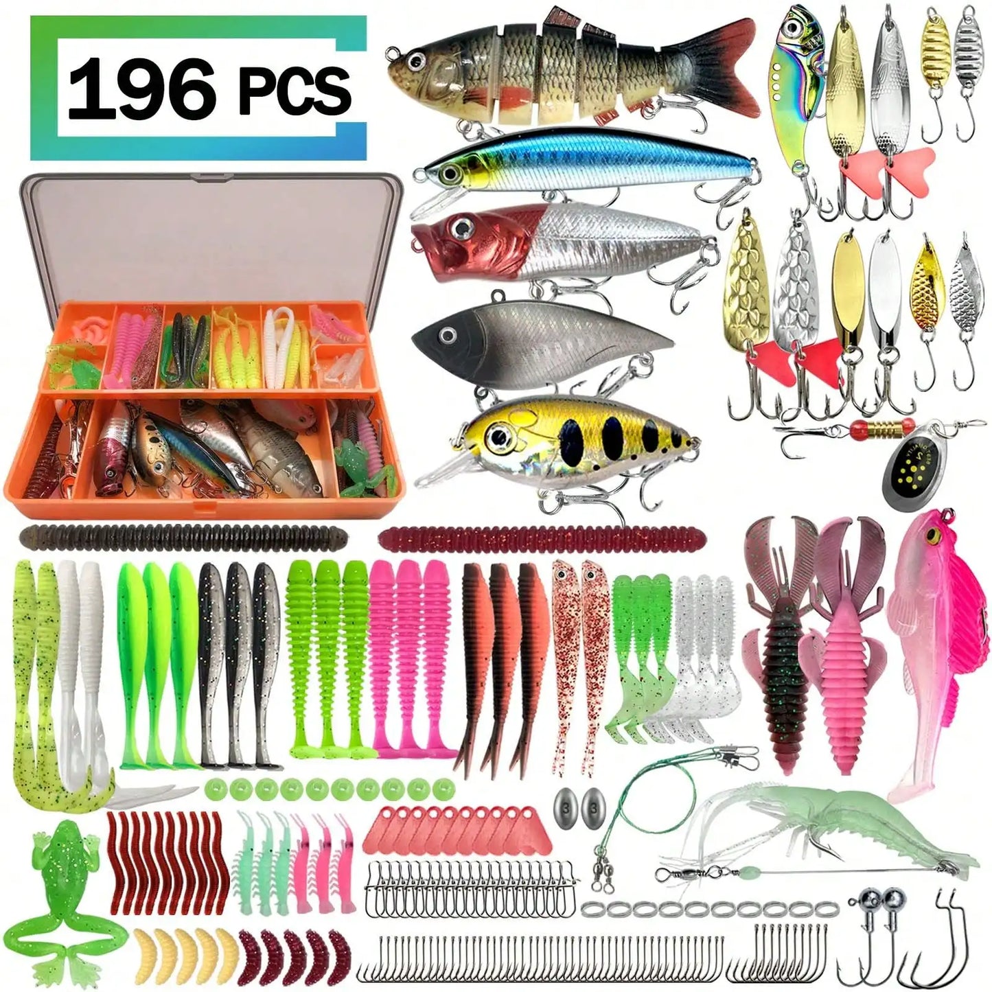 85Pcs Fishing Lure Set With Box Soft Baits Spoon Baits Hooks Hard Baits