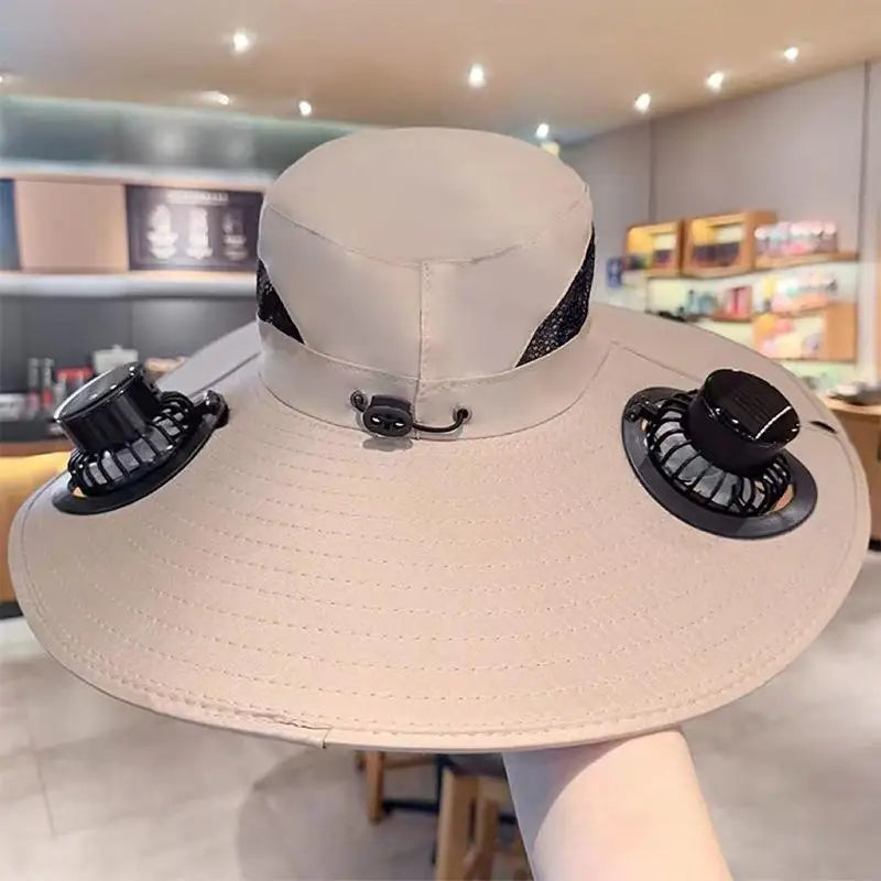 Solar Powered Fan Quick Dry Bucket Hat USB Charging For Men Outdoor