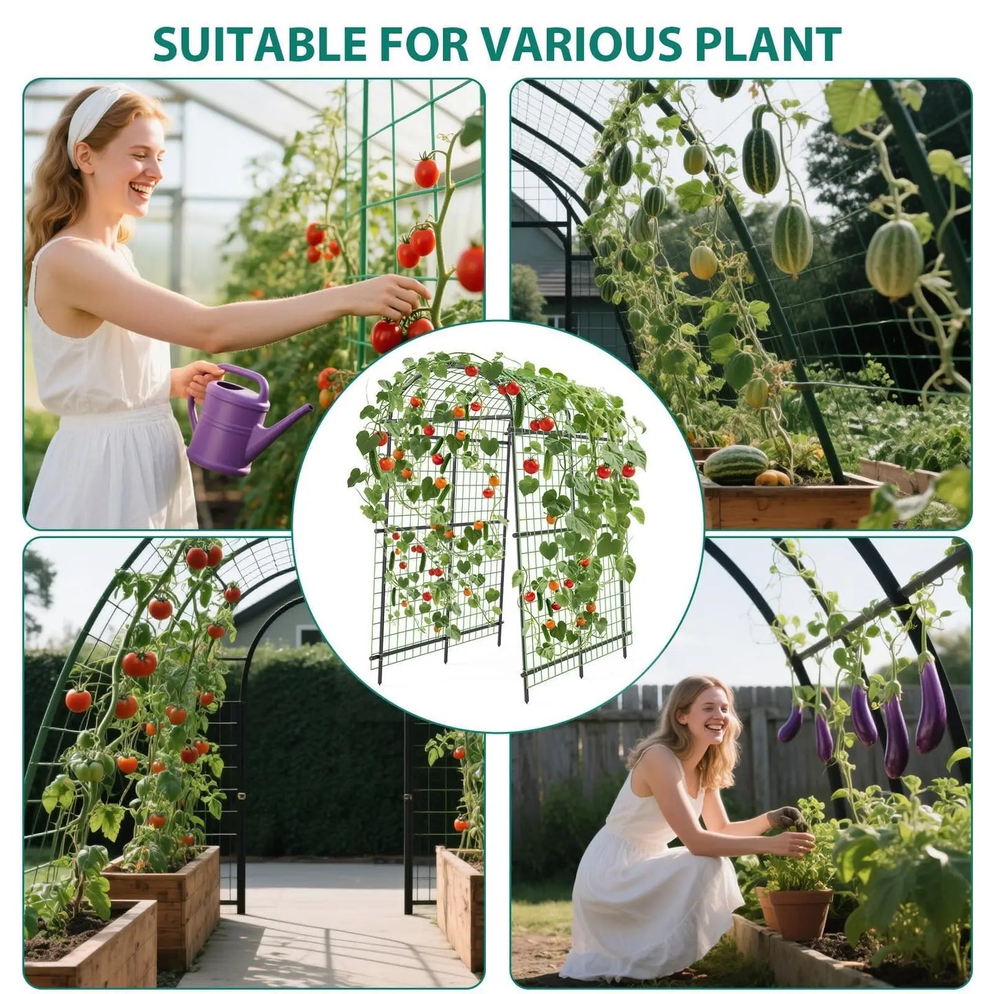 Extra Tall 7.5FT Garden Arch Trellis, 35-45in Adjustable Outdoor Arbor For Climbing Plants, Wedding Party Backdrop Frame
