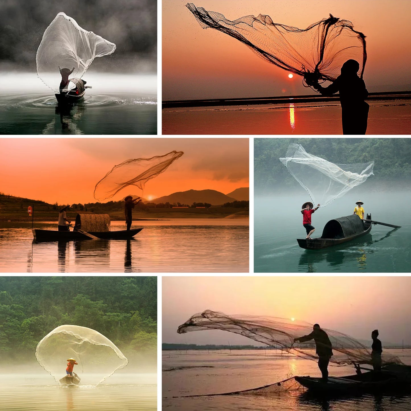 Upgraded American Hand Cast Net Easy Throw Fly Fishing Net 3.6/4.8M Fishing Network Tool Small Mesh Strong Nylon Line +Sinker