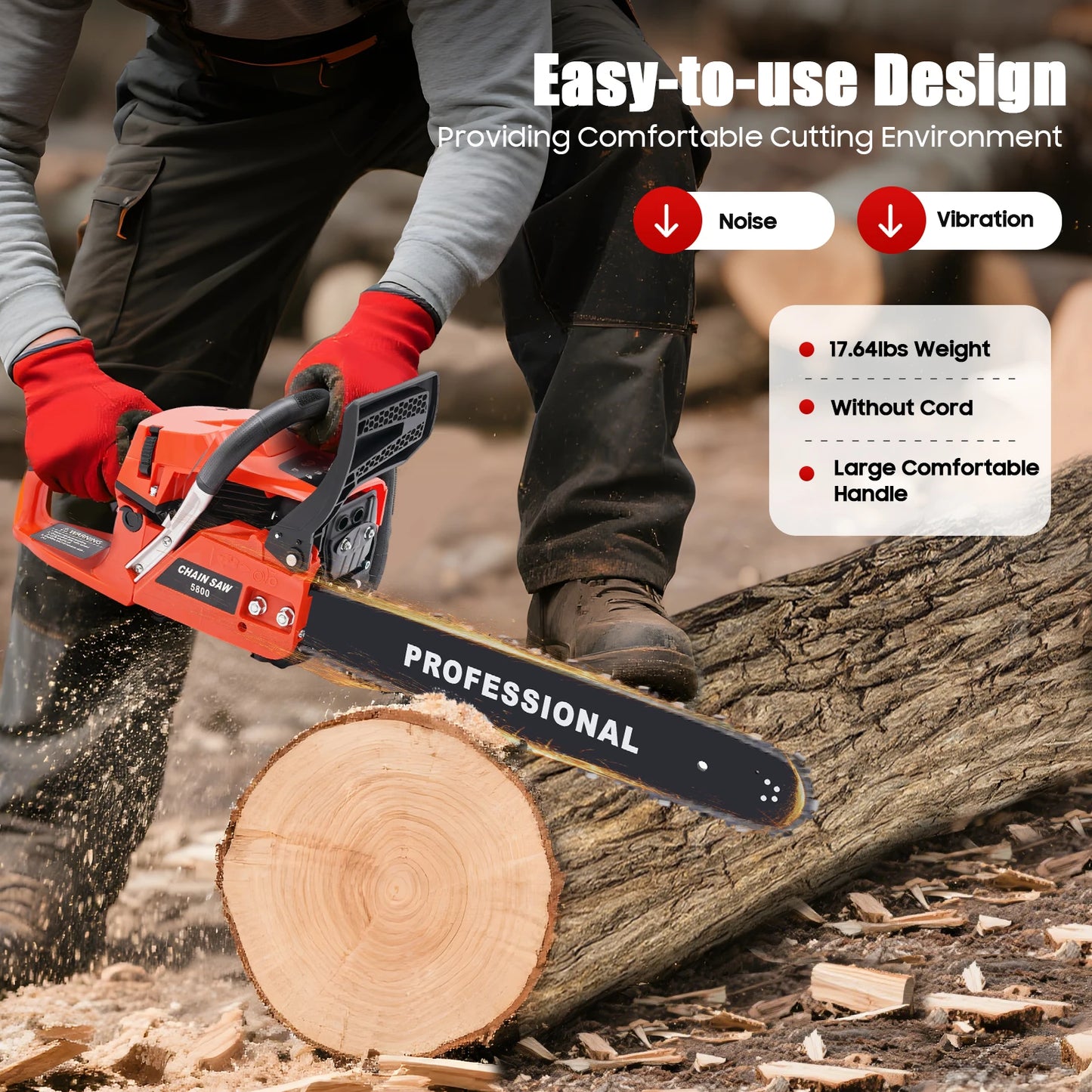 Gas Chainsaw Two Stroke High Performance For Wood Cutting And Pruning