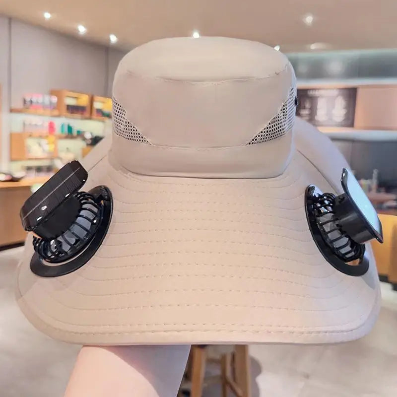 Solar Powered Fan Quick Dry Bucket Hat USB Charging For Men Outdoor