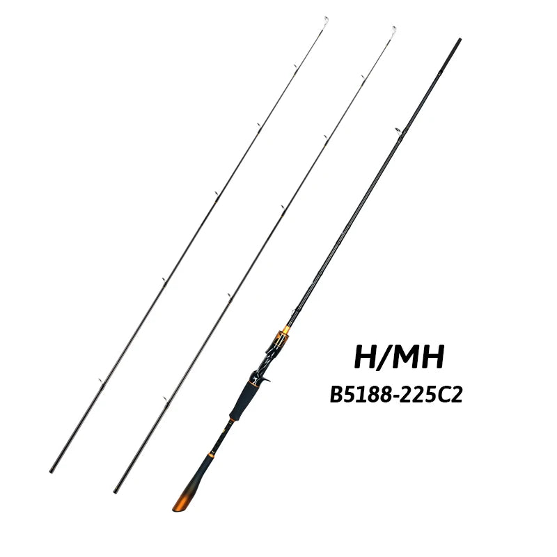 BIUTIFU Spinning Casting Fuji Guide 2 Section Carbon Baitcasting Rod 7 To 80g